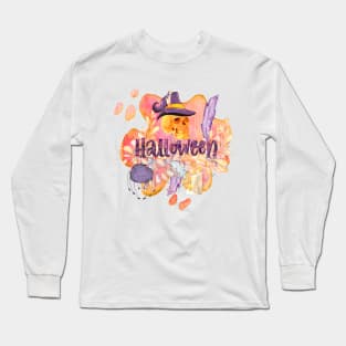 BEAUTIFUL WORDSMITH HALLOWEEN WITH SKULL AND SPIDER WITH FEATHERS AND FLOWERS Long Sleeve T-Shirt